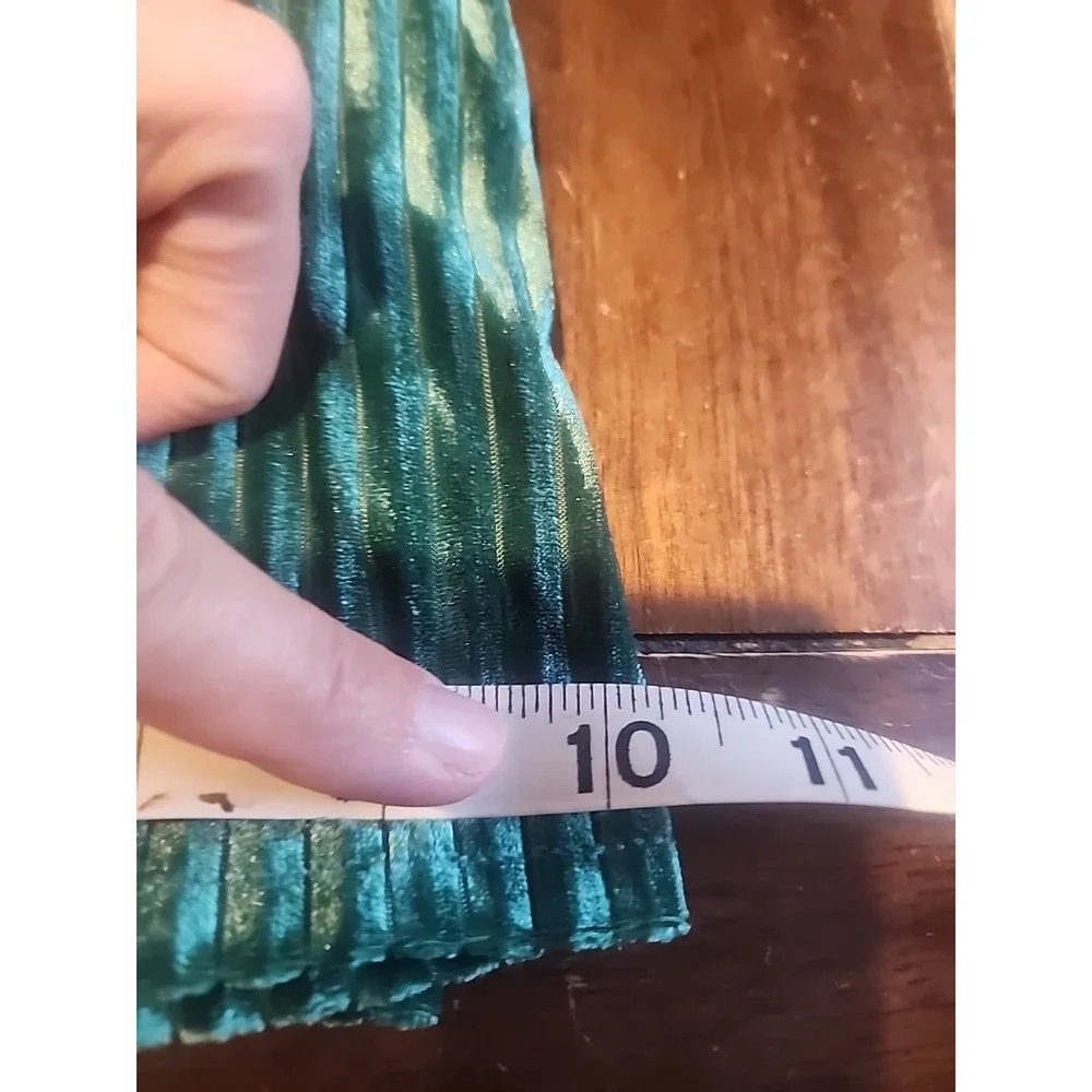 Jon & Anna Green Ribbed Crushed Velvet Ribbed Flare Slacks Pants Sz S Elastic - Picture 3 of 10